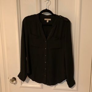 Size Small black military style Banana Republic blouse